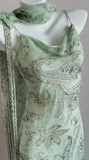 Green Mermaid Formal Dresses Beaded Chiffon Open Back Long Prom Dresses Spaghetti Straps Guest Dresses HZ1024