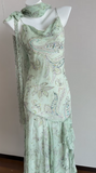 Green Mermaid Formal Dresses Beaded Chiffon Open Back Long Prom Dresses Spaghetti Straps Guest Dresses HZ1024