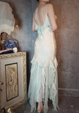 Vintage Mint Green Chiffon Mermaid Beaded Long Prom Dresses Ruffled Fairytale Birthday Dresses HZ1024