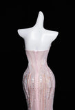 Mermaid Strapless Tulle Diamond Long Prom Dress Sweet Wedding Dress Formal Dress HZ1024