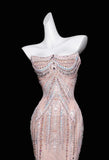 Mermaid Strapless Tulle Diamond Long Prom Dress Sweet Wedding Dress Formal Dress HZ1024