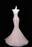 Mermaid Strapless Tulle Diamond Long Prom Dress Sweet Wedding Dress Formal Dress HZ1024