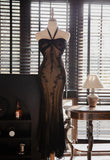 Halter Neck Tulle Applique Long Prom Dress HZ1024