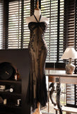 Halter Neck Tulle Applique Long Prom Dress HZ1024