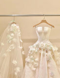 Spaghetti Strap Satin Long Prom Dress, Beautiful Applique Wedding Dress HZ1024