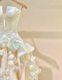 Spaghetti Strap Satin Long Prom Dress, Beautiful Applique Wedding Dress HZ1024