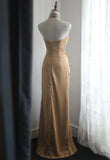 Gold Strapless Satin Long Prom Dress Simple Evening Dress HZ1024