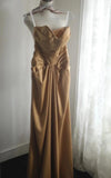 Gold Strapless Satin Long Prom Dress Simple Evening Dress HZ1024