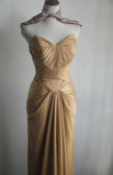 Gold Strapless Satin Long Prom Dress Simple Evening Dress HZ1024