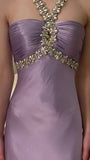 Purple ??Satin Beaded Backless Long Prom Dress for Party&Birthday,Elegant Wedding Guest Outfits HZ1024