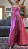 Spaghetti Straps A-Line Fuchsia Beaded Satin Prom Dresses Gorgeous Wedding Guest Dresses with Shawl HZ1024