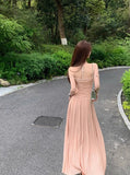 style pleated waist dress with suspenders HZ1024
