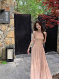 style pleated waist dress with suspenders HZ1024
