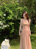 style pleated waist dress with suspenders HZ1024