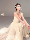 fluffy mesh white suspender dress HZ1024