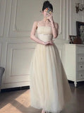 A-Line Spaghetti Strap Tulle Prom Dress Birthday Dress HZ1024