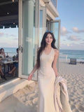 Satin Mermaid V-Neck Halter Dress HZ1024