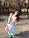 Break French V-neck Floral Sling Dress HZ1024