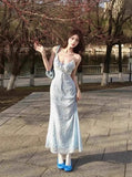 Break French V-neck Floral Sling Dress HZ1024