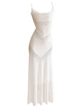 White Bodycon Dress Spaghetti Straps Prom Dress Graduation Prom Adult Ceremony Dress HZ1024