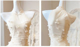 Apricot Mermaid Turtleneck Tulle 3D Flower Prom Dress HZ1024