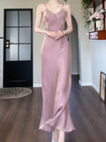 Spaghetti Strap Bodycon Dress V Neck Glitter Silk Prom Dress HZ1024