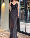 Green Mermaid Spaghetti Straps Prom Dress Backless Birthday Graduation Prom Dress HZ1024