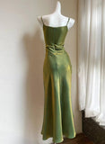 Bodycon Dress Spaghetti Strap V-Neck Chiffon Satin Sleeveless Prom Dress HZ1024