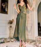 Bodycon Dress Spaghetti Strap V-Neck Chiffon Satin Sleeveless Prom Dress HZ1024