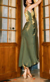 Bodycon Dress Spaghetti Strap V-Neck Chiffon Satin Sleeveless Prom Dress HZ1024