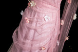 Mermaid Strapless Tulle 3D Applique Long Prom Dress Sweet Wedding Dress HZ1024
