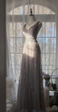 Purple A-Line V Neck Tulle Lace Long Prom Dress Gorgeous Evening Dress HZ1024