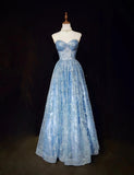 A-Line Sweetheart Neck Tulle Sequin Long Prom Dress Exquisite Birthday Dress HZ1024