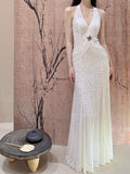 Mermaid V-neck Velvet Chiffon Prom Dress HZ1024