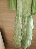 Green Mermaid Vintage Party Dresses Sweetheart Chiffon Beaded Layed Prom Dresses HZ1024