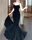 Spaghetti Strap Black Mermaid Backless Prom Dress HZ1024