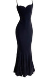 Spaghetti Strap Black Mermaid Backless Prom Dress HZ1024
