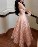 A-Line Vintage Butterfly Embroidered Satin Prom Dress Birthday HZ1024
