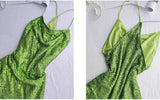 Green Sheath Spaghetti Strap Sequined Prom Dress Birthday Dress HZ1024