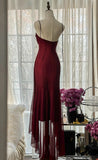 Red Mermaid Strapless Chiffon Prom Dress Graduation Prom Dress HZ1024