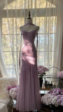 Spaghetti StrapsPurple Mermaid Wedding Guest Dresses Beaded Tulle Chiffon Long Prom Dresses HZ1024