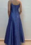 Spaghetti Strap Blue Tulle Beaded Prom Dress HZ1024