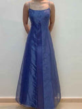 Spaghetti Strap Blue Tulle Beaded Prom Dress HZ1024
