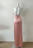 Pink Diamond Spaghetti Strap Satin Bodycon Ball Dress HZ1024