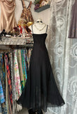 Black Chiffon Mermaid Party Dresses with Silt Spaghetti Straps Long Prom Dresses HZ1024
