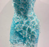 Blue Ombre Mermaid Strapless Chiffon Long Evening Dress Appliques Beading Formal Prom Dress Graduation Dress HZ1024