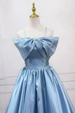 Sweet A-Line Spaghetti Strap Satin Long Prom Dress Evening Party Dress HZ1024