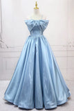 Sweet A-Line Spaghetti Strap Satin Long Prom Dress Evening Party Dress HZ1024