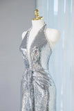 Sequins Sheath V-Neck Long Prom Dress Shiny Evening Dress HZ1024