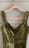 Green Mermaid Spaghetti Straps Satin Beaded Long Prom Dress Evening Dress HZ1024